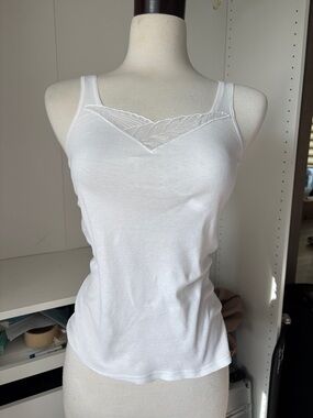 White Lace-Trim Camisole Tank Top
